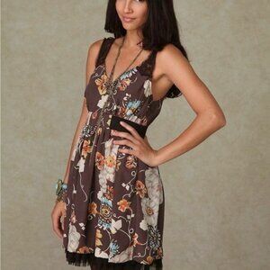 Free People Lace Strap Sleeveless Floral A-Line Mini Dress Size 8 NWT